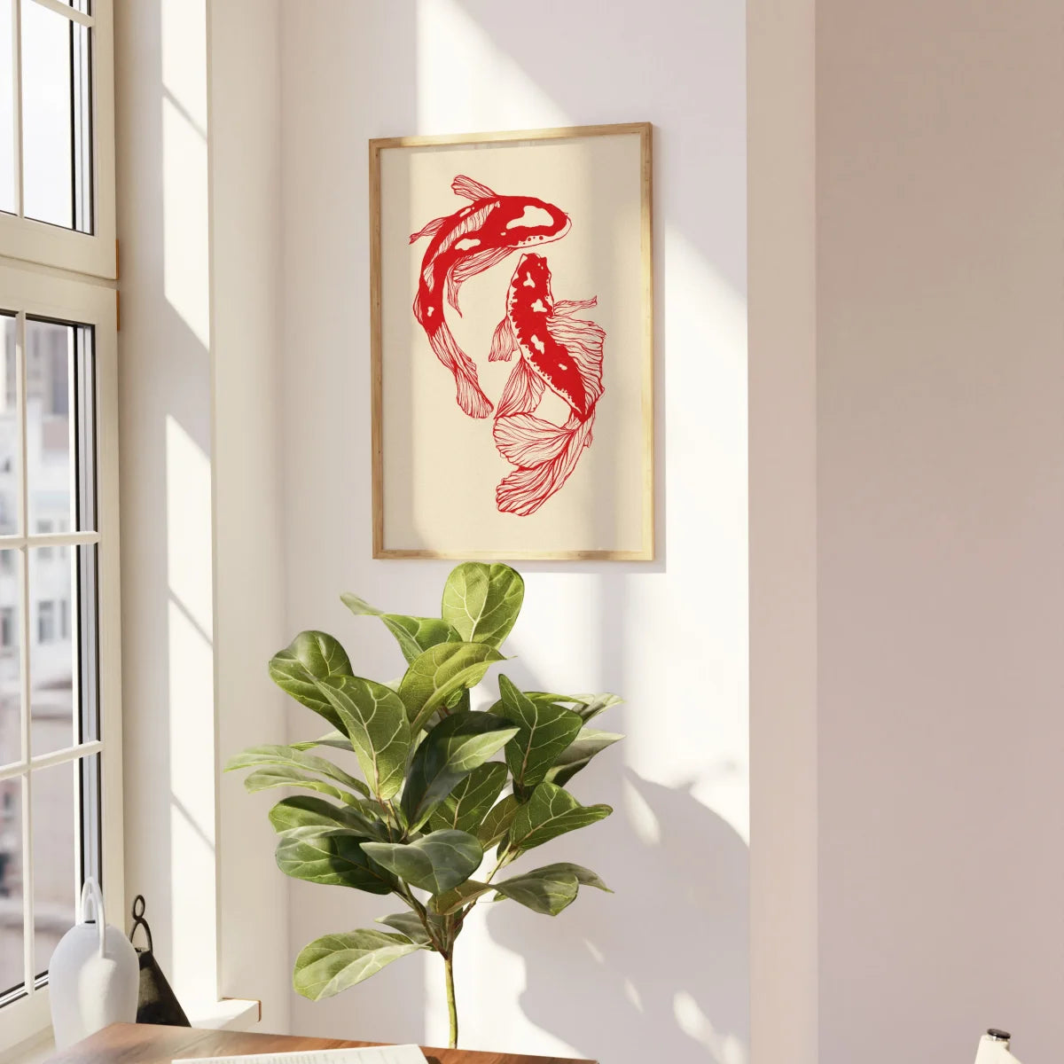 Decoorama: Arte em Tela Minimalista Koi Vermelho