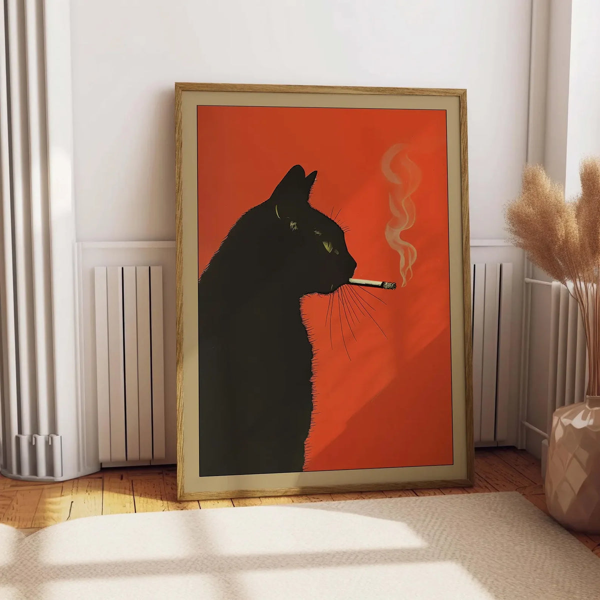 Decoorama: Arte Vintage de Gato Preto Fumando - Decoração Peculiar