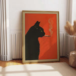 Decoorama: Arte Vintage de Gato Preto Fumando - Decoração Peculiar