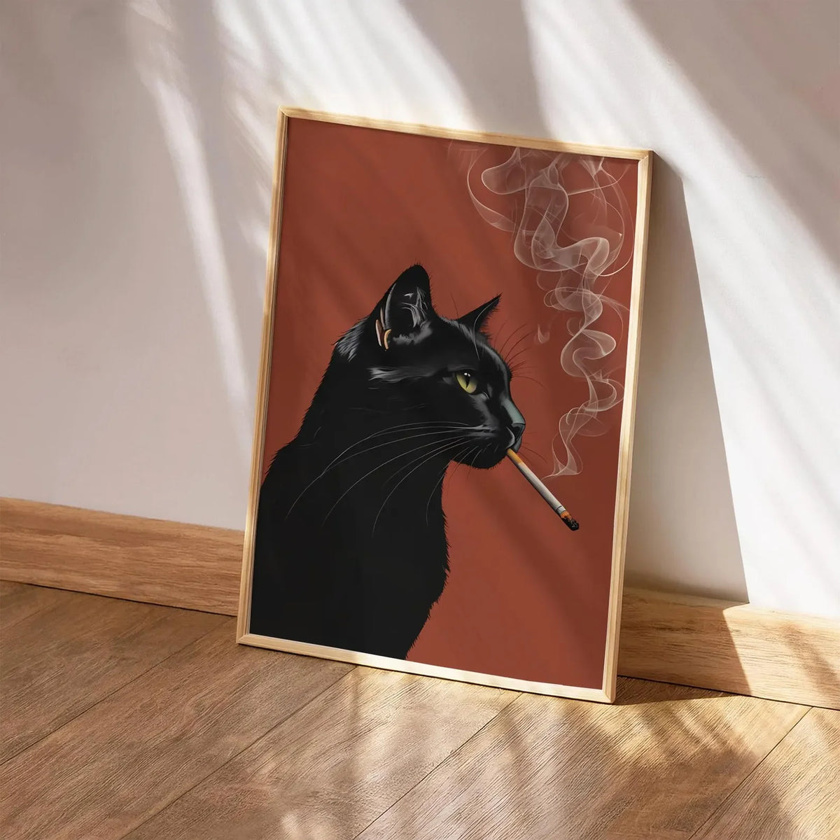 Decoorama: Arte Vintage de Gato Preto Fumando - Decoração Peculiar