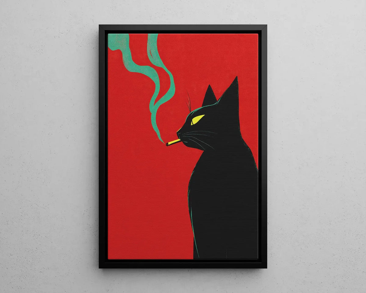 Decoorama: Arte Vintage de Gato Preto Fumando - Decoração Peculiar