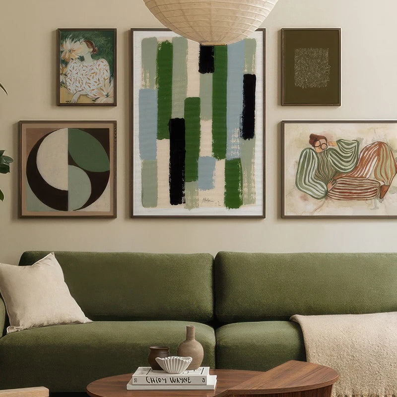 Decoorama: Arte em Tela Abstrata Verde para Sala de Estar