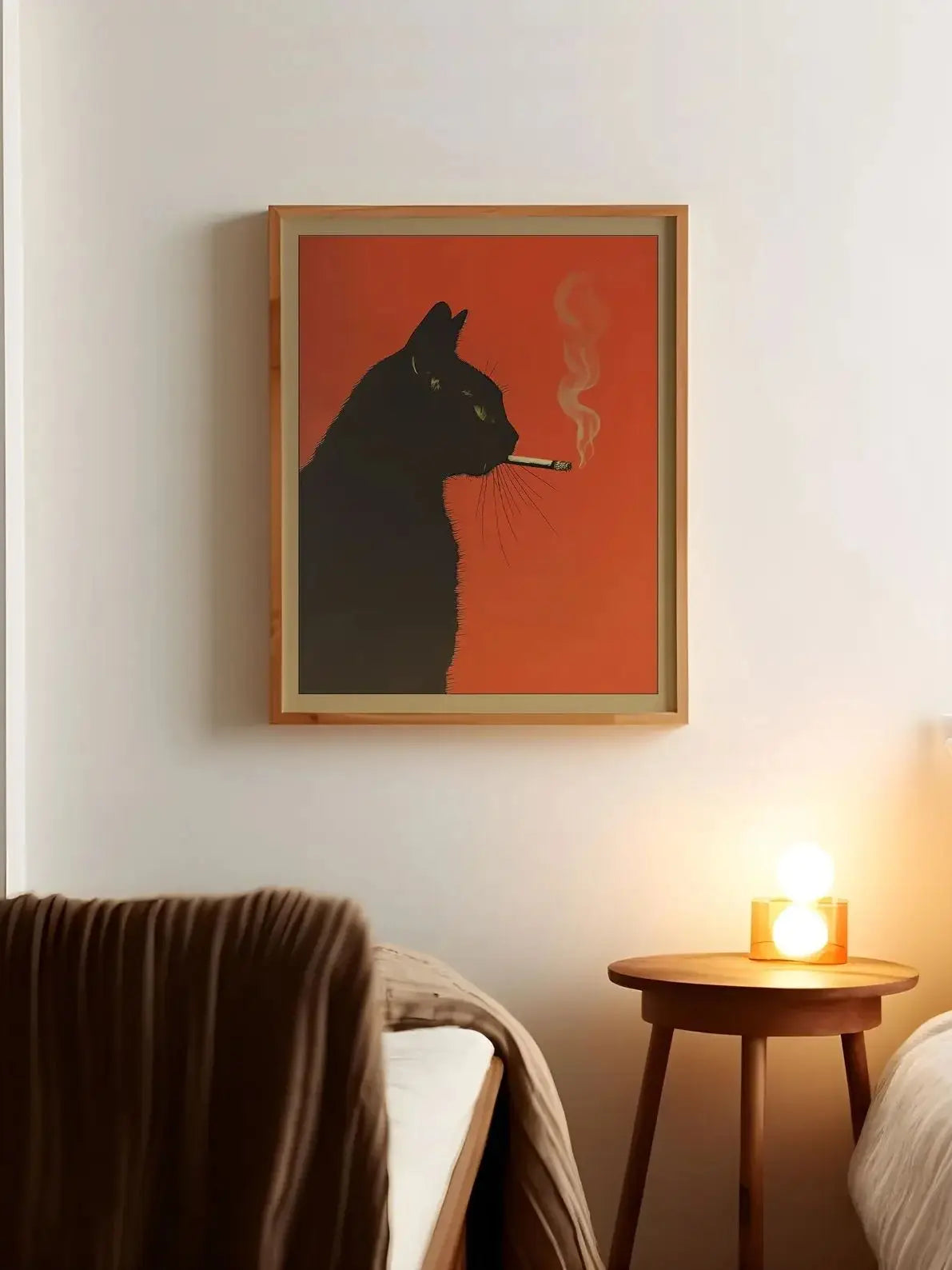 Decoorama: Arte Vintage de Gato Preto Fumando - Decoração Peculiar