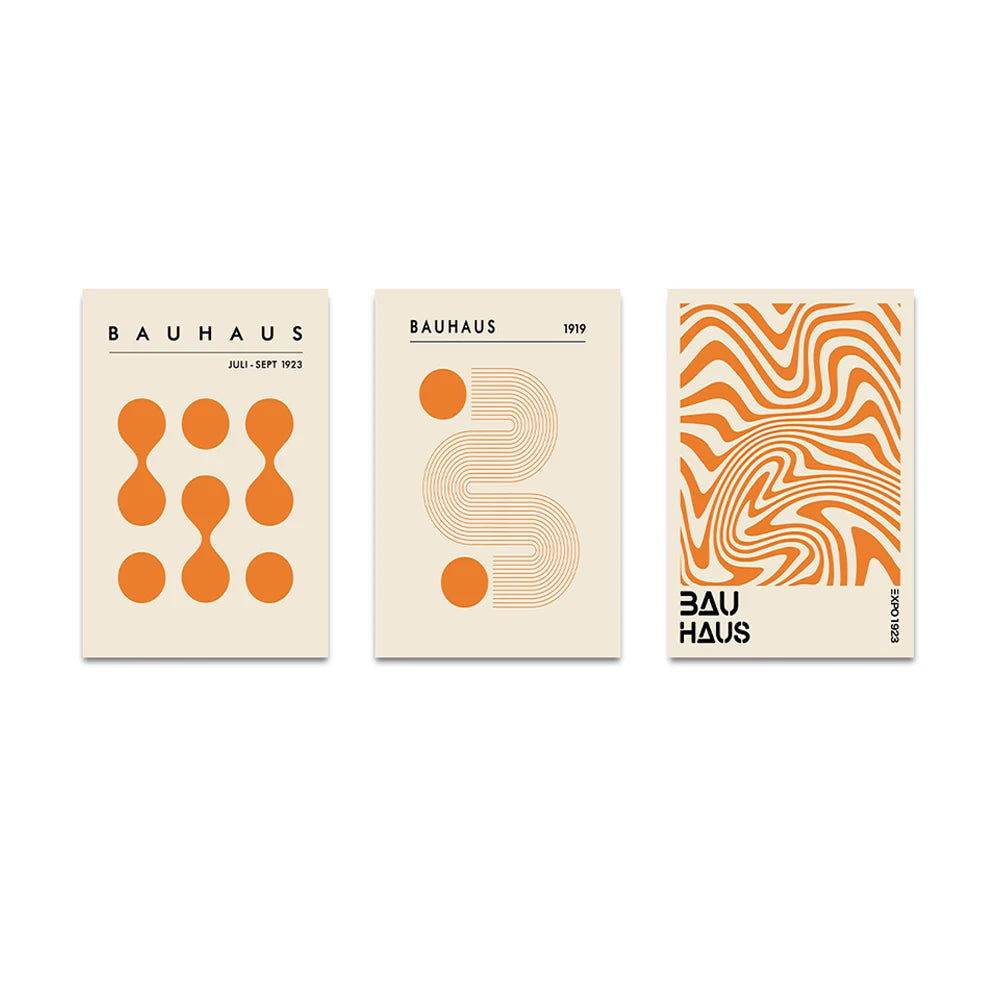 Decoorama: Impressões em Tela Bauhaus Laranja Minimalista